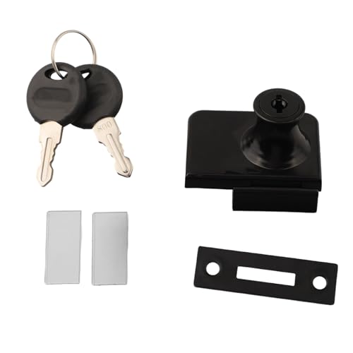 MeevrgR Gabinete de cristal con cerradura de puerta doble, 48 x 35 mm, cristal con un exterior brillante y textura, adecuado para mostradores de centros comerciales (negro)