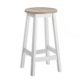 LOLAhome Taburete de Cocina Moderno Blanco de Madera de 54x29x29 cm -