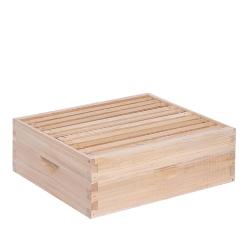 BEEINN 10 Frame Medium Super Beehive Box Langstoth Super Honey Bee Hive Box Include Beehive Frames and Waxed Foundations