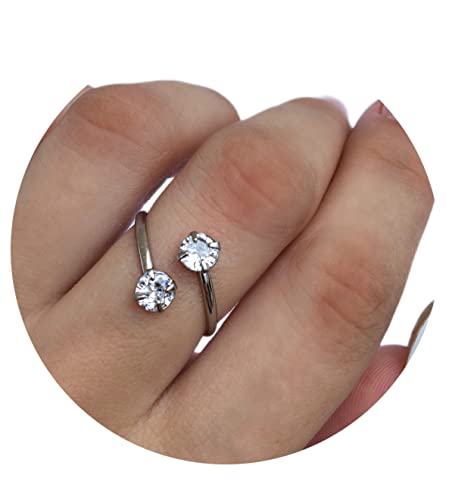 5 Anéis Em Aço Inox Reguláveis Com Pedras Vários Modelos