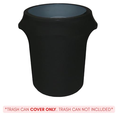 Image of YOUR CHAIR COVERS - 32 Gallon Stretch Spandex Fitted Trash Can /Waste Container Cover - Black (Cover ONLY, Trash CAN NOT Included) (Pack of 2)