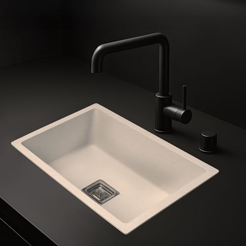 Image of Benelave by Hindware BLACP91004 Quartz Sink 24x18 for Kitchen | Single Bowl | Peach Aura Color | Better Sound Absorption for Quieter Use | 7-year Manufacturer Warranty