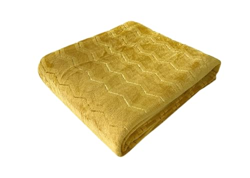 Quantum Interior by Maxland Kuscheldecke Bari Mit Zick-Zack Muster Couchdecke Wohndecke Bettüberwurf Quadratisch ca. 210 x 210 cm (Senf)