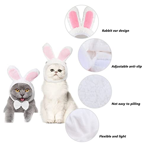 Nett Haustier Hut 3PCS Bunny Hat Cat Hasenhut für Katze Einstellbar Haustier Kopfbedeckung Hasenhasenhut mit Ohren Katze Kleine Hunde Haustierhut Niedliche Kopfschmuck Lustige Mütze Partykostüm – Bild 4