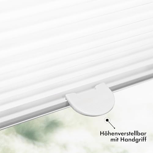 Foto von Sonello Plissee Klemmfix ohne Bohren 85cm x 140cm Weiß Faltrollo Plisseerollo Jalousie für Tür & Fenster Blickdicht Sichtschutz Sonnenschutz Fertifplissee Rollo