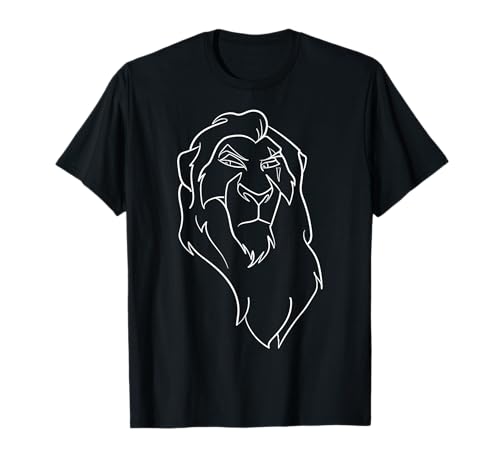 T-shirt Roi Lion Scar pour homme en coton noir avec motif portrait silhouette