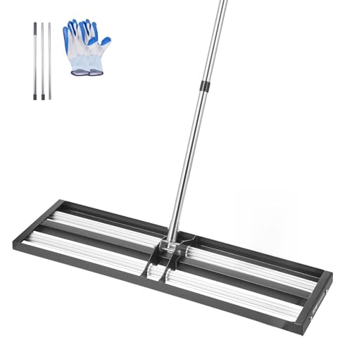 VEVOR Râteau de Nivellement de Pelouse, 914 x 254 x 2290 mm, Niveleur de Gazon, Manche Réglable 2130 mm, Métal Robuste Résistant à la Rouille, Outil de Nivellement pour Cour, Terrain de Golf, Jardin