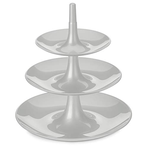 koziol BABELL Etagere, Servierplatte, Serviertablett, Servierständer, Kuchen, Cupcakes, Kunststoff, soft grey, L