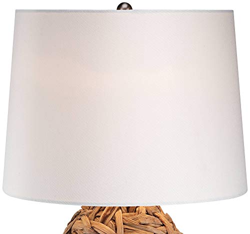 360 Lighting Nantucket Modern Coastal Nautical Table Lamp 26" High Natural Woven Seagrass White Tapered Drum Shade Decor for Bedroom Living Room House Home Bedside Nightstand Office Entryway - Image 4