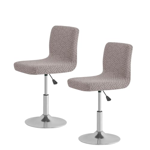 Image of FUANGUI Bar Stool Covers with Backs, 2 Pack Stretch Bar Stool Chair Covers, Knitted Jacquard Bar Stool Covers,Washable Bar Chair Covers Swivel Barstool Slipcovers (Knitted Khaki 01)
