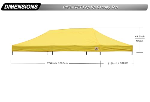 Image of ABCCANOPY Replacement Canopy Top for Pop Up Canopy Tent 10x20 Yellow