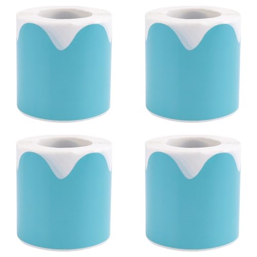 Bordure festonnée bleue autocollante de 50 pieds à motif de vagues pour décoration