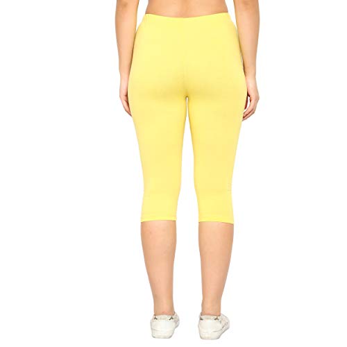 Image of Irana Women Cotton Stretchable Capri | Slim /Regular Fit | Breathable Yoga, Gym & Lounge Wear | High-Waist Stretchable 3 /4 Length Leggings|Capri Pants for Women - Pack of 1