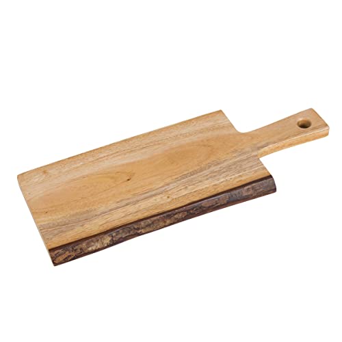 Creative Home Premium Solid Mahogany Wood Charcuterie & Serving, Cheese Board, Hand‑Carved Hardwood Slice with Live Edge Detail, Durable & Natural for Restaurants, Hotels & Home Dining (14' x 5')