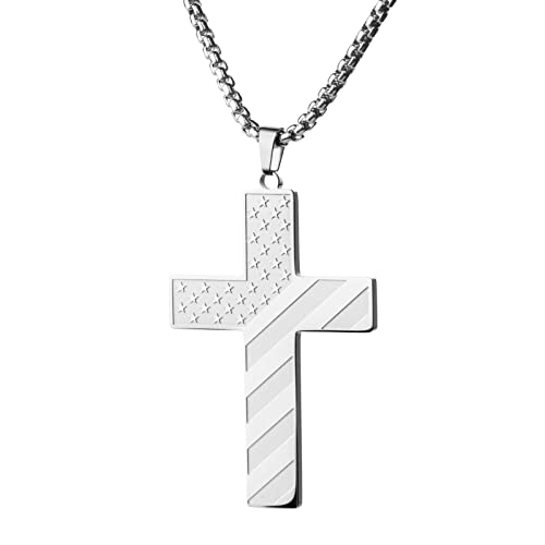 Collier croix noire homme en acier et pendentif Bible US 45-61 cm