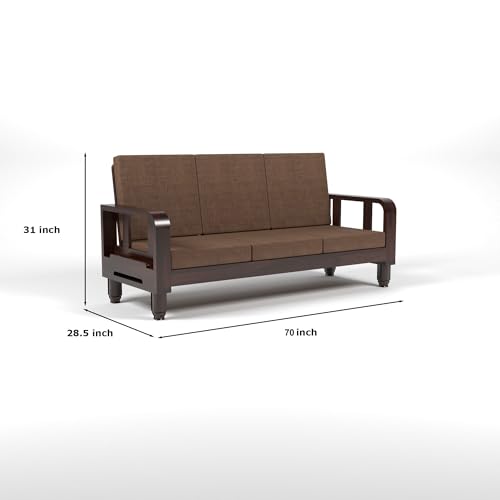Image of Solid Sheesham Wood 5 Seater Sofa Set 3+2 | Wooden Sofa Chair for Living Room | Durable & Comfortable Seating Sofa for Home (Design 2)