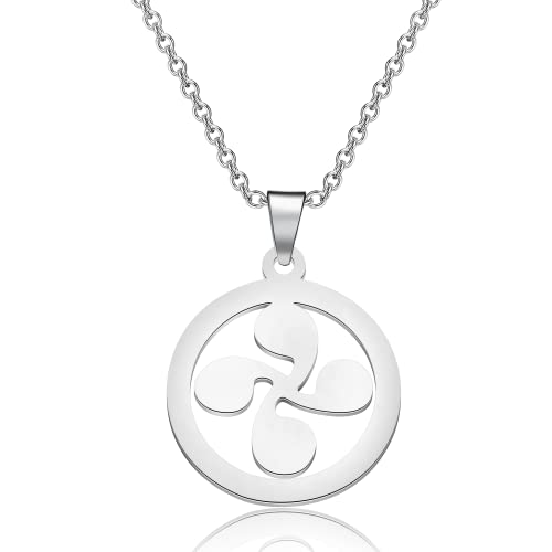 Stainless Steel Lauburu Pendant Necklace Celtic Symbol Pendant Jewelry