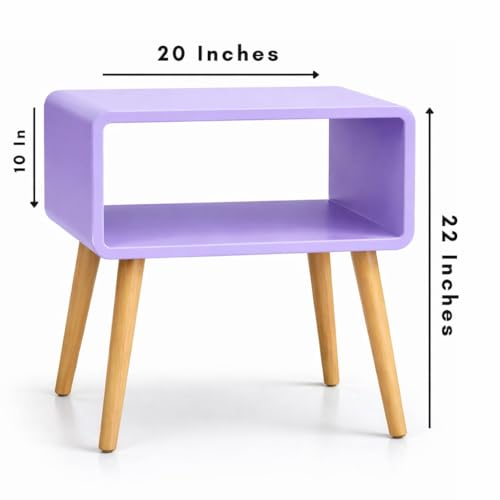 Image of SS Wood Nation Vintage Bookcase Nightstand, Coffee Table, End Table, Bedside Table for Compact Areas, Magazine Stand with Storage, and Living Room /Bedroom (Modern, Purple)