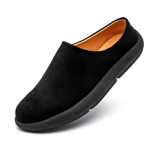 Image of LCQL Men Breathable Slides Slipper Leather Mules and Clog Summer Outdoor Indoor Flat Loafers Size 7-12