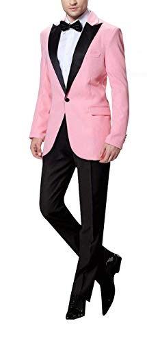 Costumes de bal rose 2 pièces slim fit HOTK pour hommes élégants