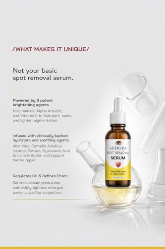 Image of MIDORA Spot Removal Serum for Face - Dark Spot Corrector for Pigmentation, Acne Marks & Black Spots - Skin Brightening & Spot Reduction Serum for Women & Men - 30ml