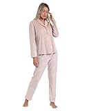 ADMAS Classic Pijama Abierto Manga Larga Velvet Pico Dots Lace para Mujer