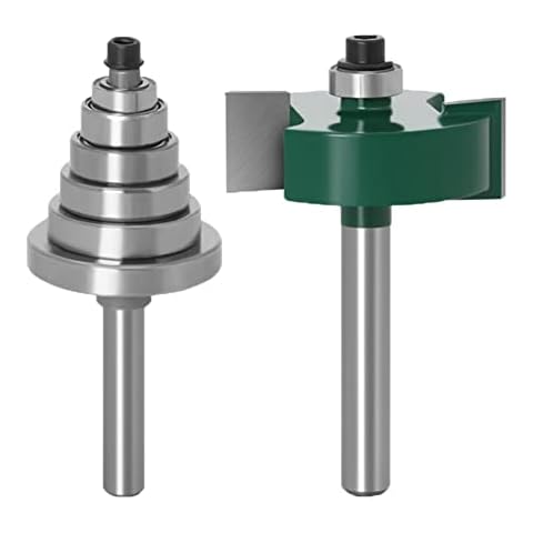 Baorder 1/4 Inch Shank Rabbeting Router Bit with 6 Interchangeable Bearings Set for Woodworking Slotting 3/8" 1/2" 5/8" 3/4" 7/8" 1-1/8"Depths Cover