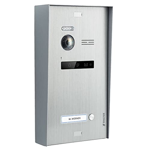 Balter EVO-HD Video Türsprechanlage, Video Türklingel mit Kamera, Mehrfamilienhaus Klingel, 7 Zoll HD Monitor, Full HD-Kamera, 2 Draht Bus, Gegensprechanlage mit 175° Weitwinkel-Kamera, Aufputz Box