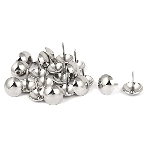 ZAYI 5/8”x13/16” Antique Silver Finish Upholstery Nails, Furniture Nails, Sofa Rivet Nails Thumb Tack Push Pin for DIY Wood Furniture Décor 100PCS (5/8'', Silver)