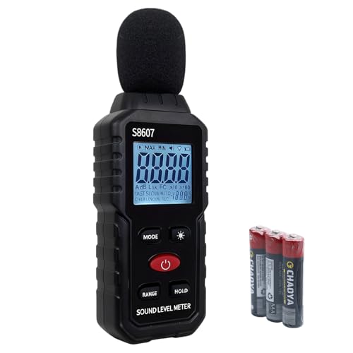Misuratore di decibel BAIFULAI: misuratore di livello sonoro portatile da 30 dB a 130 dB con display LCD, misuratore SPL portatile, adatto per casa, ufficio, cantiere, fabbrica, ecc.