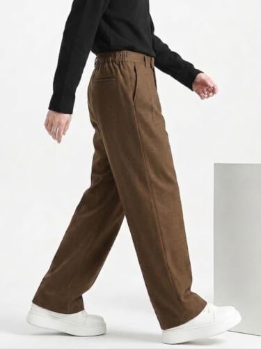 Image of Linen Pants for man | Relaxed Fit Korean Pants | Gurkha Trouser | Lower for Men | Elastic Waist Bottom wear | Straight Fit Casual Trousers | Formal Pant for Office & Wedding
