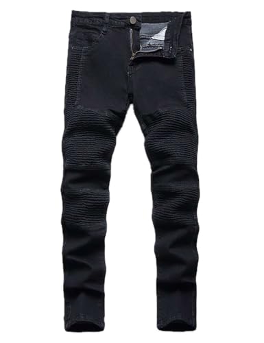 Boys Motorcycle Jeans Kids Motorbike Denim Pants Skinny Stretch Jeans Trousers