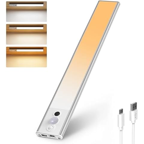Under Cabinet Lights 120 LED, 3 in 1 Motion Sensor Lights Indoor with Hand Wave Activated, 3 Color Temperature Closet Lights, Under Counter Lights with Magnetic Strip for Kitchen, Wardrobe 11.8inch Cover