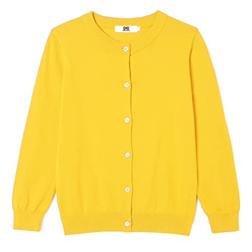 Image of Girls' Cardigan Sweater [Cute Petal Buttons] Cotton Long Sleeve Crewneck Uniform Sweater for 5-14 Years Girls