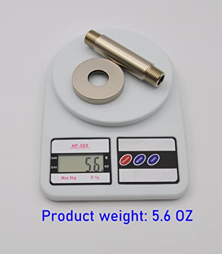 Aquaiaw Shower Arm And O-Ring Flange, 3 Inch, Solid Brass, Round, Both Soldered 1/2 Npt Tapered Threads, Straight Shower Arm Extension, Ceiling Shower Head Arm For Rainfall Shower (Pvd Brushed Nickel) #TOP4