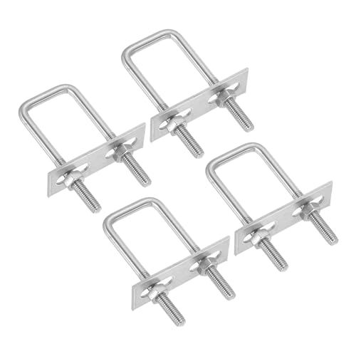 Image of PATIKIL M6x25x70mm Square U-Bolts Kit, 4Set 304 Stainless Steel Square U Shaped Bolts Replacement Parts with Frame Plates and Nuts for Ski Board Sailboat Trailer