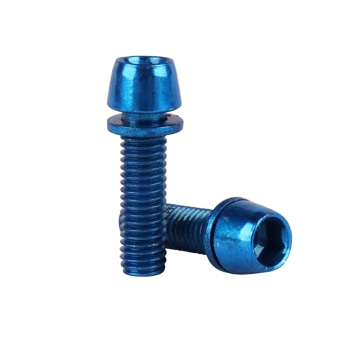 Image of Steel M5x18mm Bolts with Washer, Allen Hex Tapered Screw for Bicycle Stem, Pack of 6 (Blue)