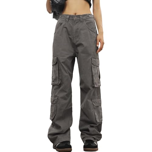 SANGTREE Women's Retro Multi Pocket Cargo Pants Casual Trousers