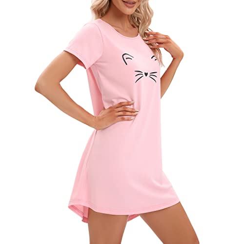 MAGIC-ARMOR-Chemise-de-nuit-en-coton-a-manches-courtes-pour-femme-Taille-S-a-XXL