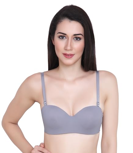 Image of GLAMORAS Women & Girls Demi Cup Bra | Nylon Spandex, Padded, Underwired Bra | Adjustable Detachable Straps, Low Coverage Demi Bra
