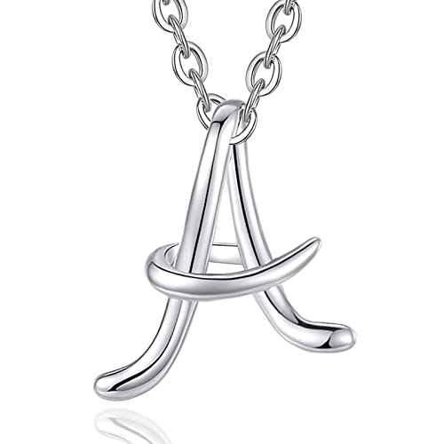 925 Sterling Silver Initial Necklaces for Women - 18-20 Inch Chain