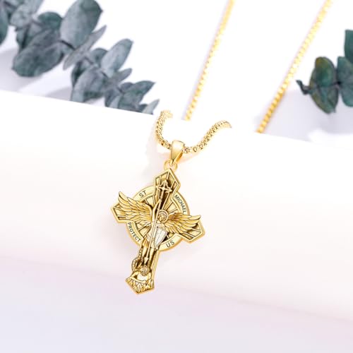 Image of Eusense Cross Necklace for Women Men Crucifix Pendant Sterling Silver 925 Cruz De Caravaca Cross Jesus Crucifix Jewelry