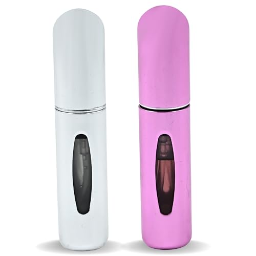 Image of Munshi & Saint Mini Perfume Refill Bottle, Easy To Refill & Carry Pocket Size Aluminium Glass Empty Bottle - 5Ml (Pack Of 2), Multicolour