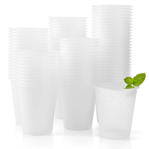 Datyiiha 100 Pack Frosted Plastic Cups Clear Disposable Drinking Cups Bulk for Wedding Reception Stadium Birthday Party Supplies 12 Oz