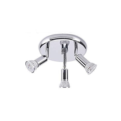 Lámpara Colgante Moderna SL de 3 Luces multidireccionales, Montaje Empotrado, Placa Redonda Negra/Blanca/cromada, luz descendente con 3 Bombillas GU10 para Sala de Estar y Comedor.