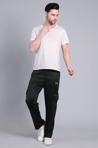 Image of Lycra Blend Cargo Track Pant for Men | Multi Pocket Lycra Stretch Fabric | Comfortable Stylish Joggers for Running Sports Casual Wear | Boys Gym Lower Activewear