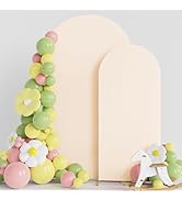 Asee'm Set of 2 Wedding Arch Cover Fitted Spandex Covers (7.2FT, 6FT) 2-Sided Round Top Chiara Ba...