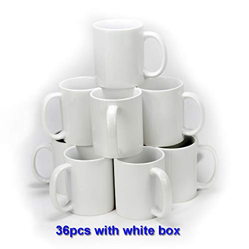 Sublimation Mugs, Cups 11oz Sublimation Ceramic Blank Coffee Mugs,White Cups, Sulimation Blanks, Blank White Mugs-36 pack bulk bundle (36pc white mug single box) - Image 5