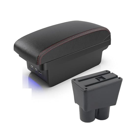 特別な車のアームレスト収納ボックス改造内装用品黒赤白ラインABSプラスチックに適合するスズキ用に適合するアルト用(B1 Black red)