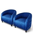 GarveeHome Accent Chair Set of 2 Club Chair Cozy Armrest Upholstered Barrel Chair with Solid Legs for Living Room Bedroom Study Waiting Room(Navy Blue)